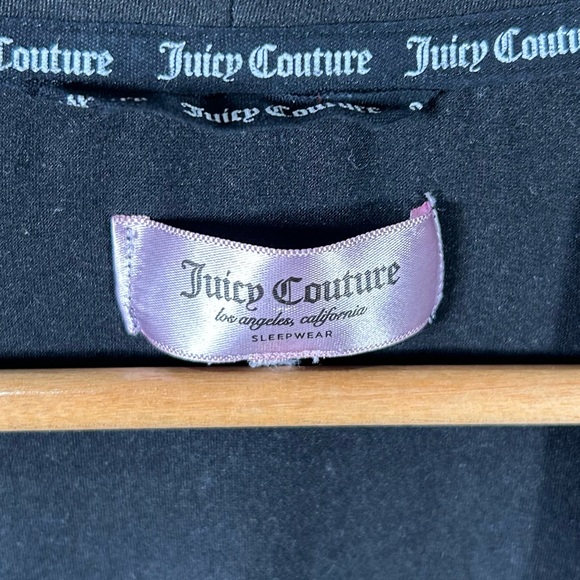 Juicy Couture Black Robe Y2K Pink Logo Lounge Sleepwear Early 2000s - Picture 3 of 6